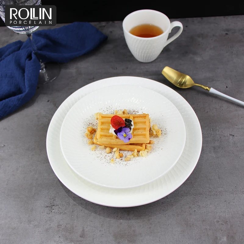 Керамическая тарелка для отеля, ресторана, белые свадебные тарелки в скандинавском стиле, керамические тарелки для ужина, оптовая продажа