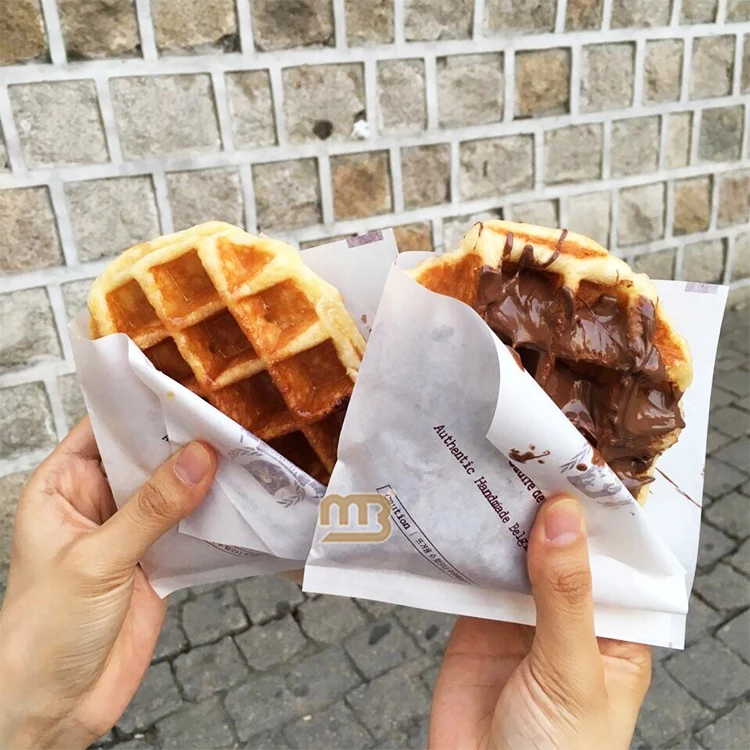 Изготовленный на заказ одноразовый упаковочный пакет для яиц и вафель, кондитерский пузырь, вафельный маслостойкий бумажный пакет, персонализированные бумажные пакеты для печенья с логотипом