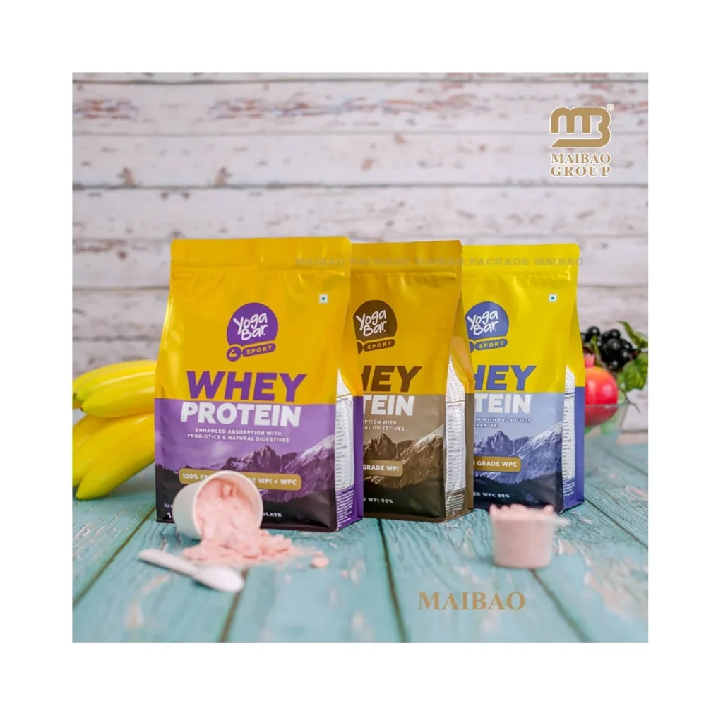 Производители цифровой печати на заказ Встаньте Упаковка для пищевых продуктов на молнии Пластиковый пакет Мешок для порошка сывороточного протеина с застежкой-молнией