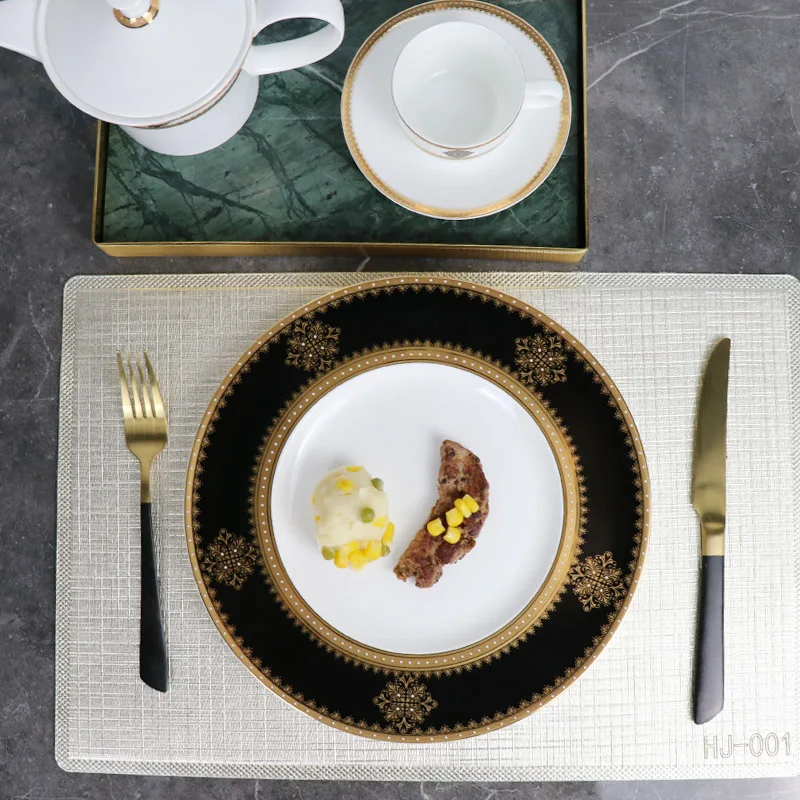 Роскошный обеденный сервиз из костяного фарфора, набор столовой посуды из костяного фарфора, керамический фарфор