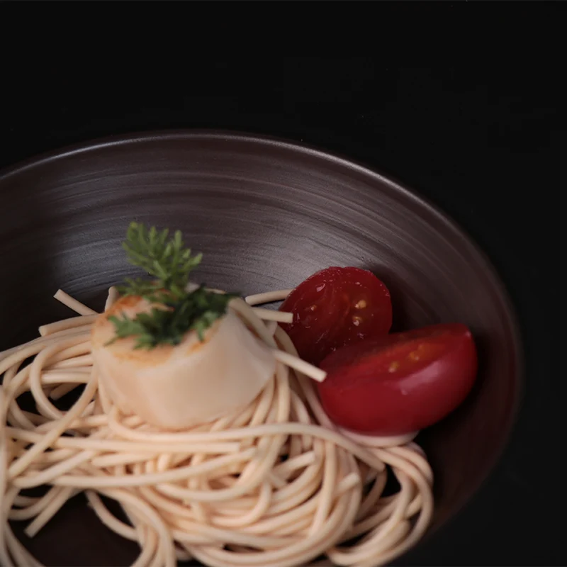 Матовая черная круглая паста, сладкая тарелка для ужина, керамическая тарелка для ресторана, банкета, свадьбы, общественного питания, оптовая продажа