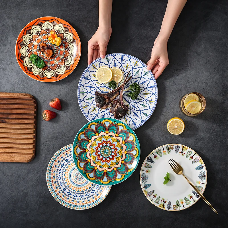 Оптовая продажа в богемном стиле, креативная керамическая тарелка для завтрака, суши, отличительное одноразовое блюдо для домашнего использования, интернет-праздники