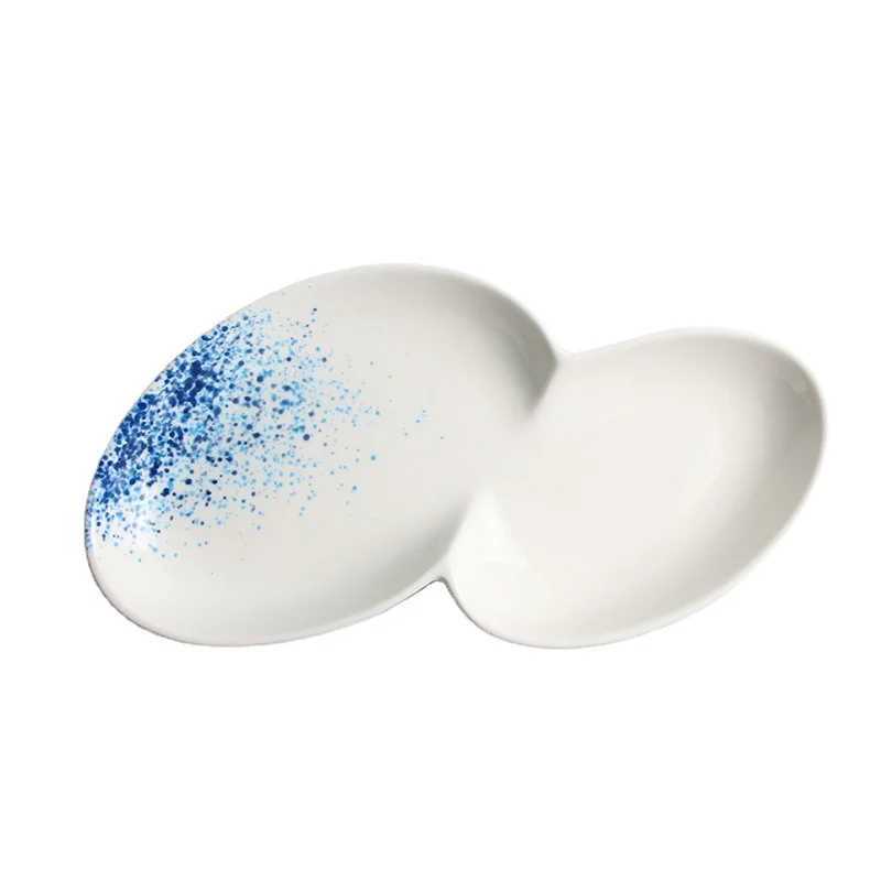 Оптовая продажа фарфоровой тарелки с двумя отделениями для гостиниц и ресторанов