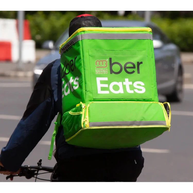 Оптовая продажа, многоразовые водонепроницаемые сумки для доставки горячей еды, нетканая сумка-холодильник, термоизолированная сумка с принтом на заказ для доставки