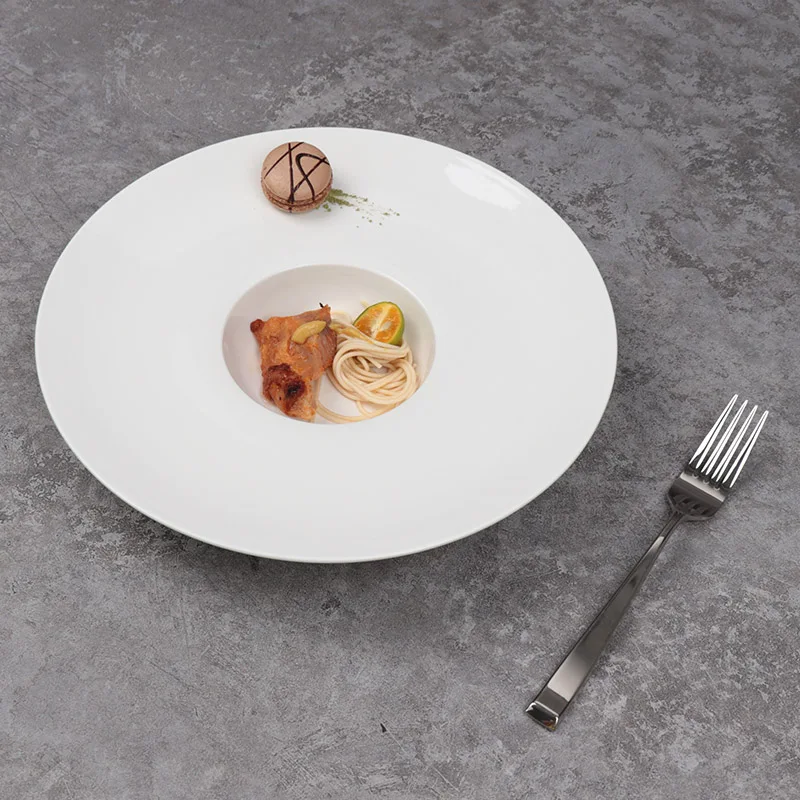 Белая фарфоровая керамическая миска для супа, керамическая тарелка для отеля, роскошная фарфоровая керамическая тарелка для отеля, тарелка для основного блюда в ресторане