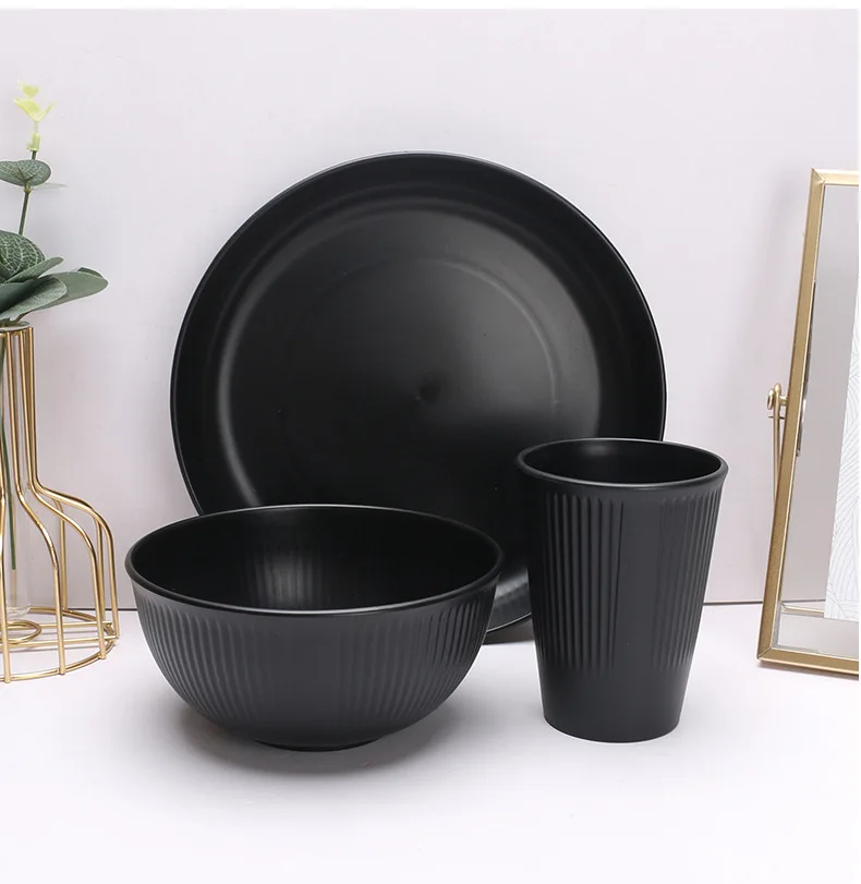 Оптовый экологически чистый набор столовых приборов из пшеничной соломы для семейного ресторана и кемпинга