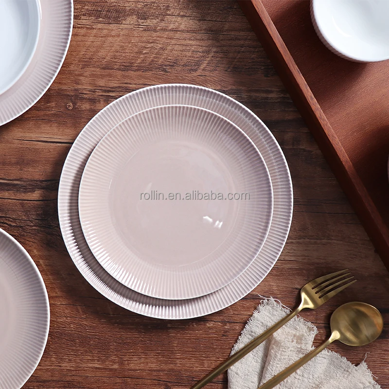 Посуда для отеля, фарфоровые столовые приборы для ресторана, 11,5 дюймов, костяной фарфор, круглая розовая тарелка, посуда, посуда