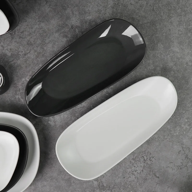 Поставщик ресторанов Серые керамические прямоугольные блюда Фарфоровая тарелка Оптовая продажа Блюда для суши Тарелки Керамика
