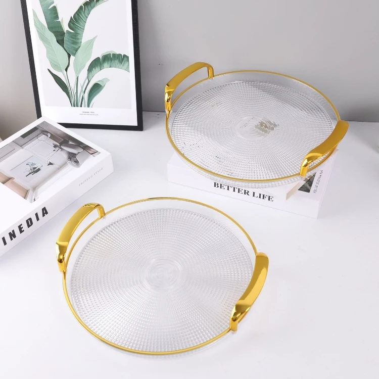 Luxury Gold Edge Storage Tray Eco-Friendly Plastic Food Party Container for Kitchen Snack Fruit Spice Holding for Home Party