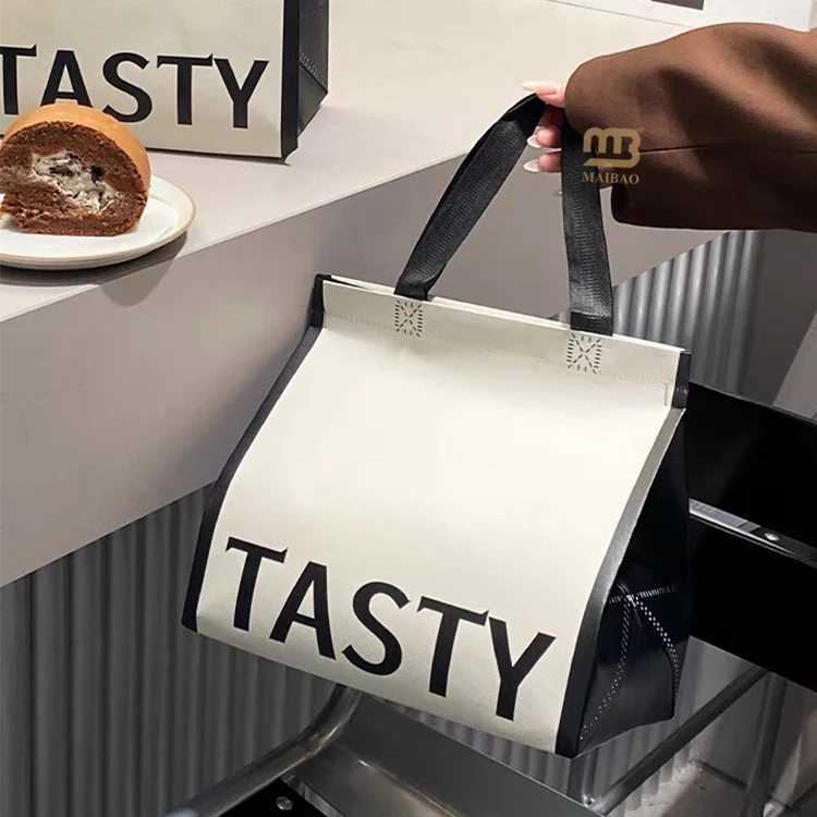 Изолированная сумка-холодильник с принтом на заказ для еды, напитков на вынос, сумка-холодильник для торта Боба, чая, мороженого, многоразовая нетканая термосумка