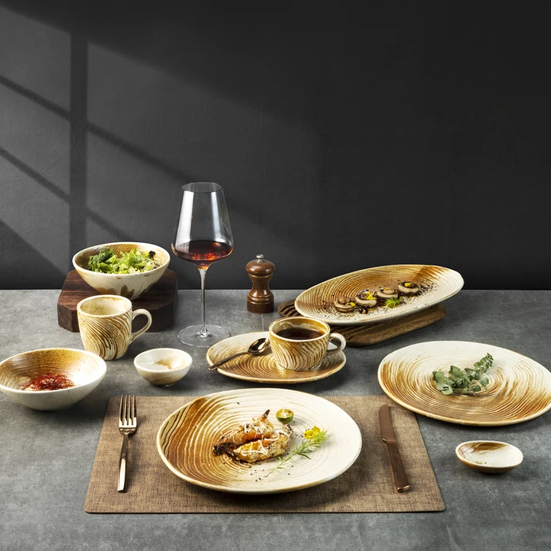 Набор посуды для кемпинга на открытом воздухе, индивидуальные обеденные тарелки для ресторанных тарелок, керамический ужин