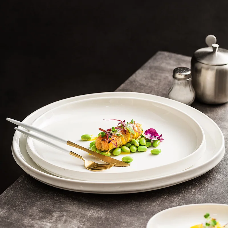 Sustainable Matte Ceramic Stoneware Dinnerware Japandi-Style Solid Pattern Restaurant Pasta Dishes Dessert Plates Party Use