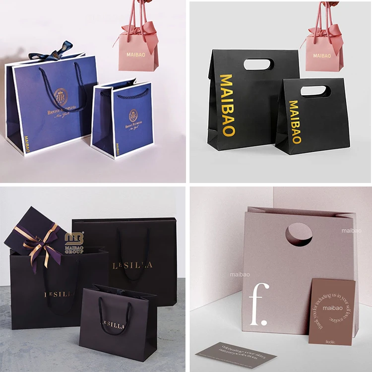 Изготовленный на заказ белый роскошный картонный бумажный пакет с золотой фольгой для свадебного подарка, лента с ручкой, упаковка для одежды, бумажная сумка для покупок, ювелирных изделий