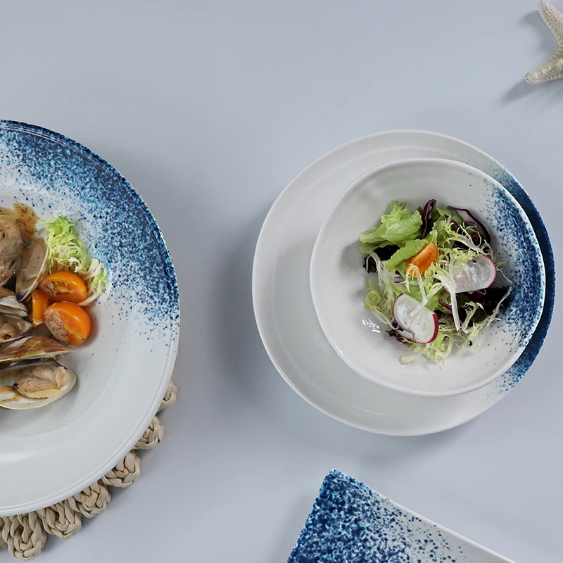 Оптовый продавец, тарелка с морепродуктами, фарфоровая тарелка для напитков, ресторанная тарелка, посуда, керамическая прочная тарелка для супа, пасты, глубокая тарелка