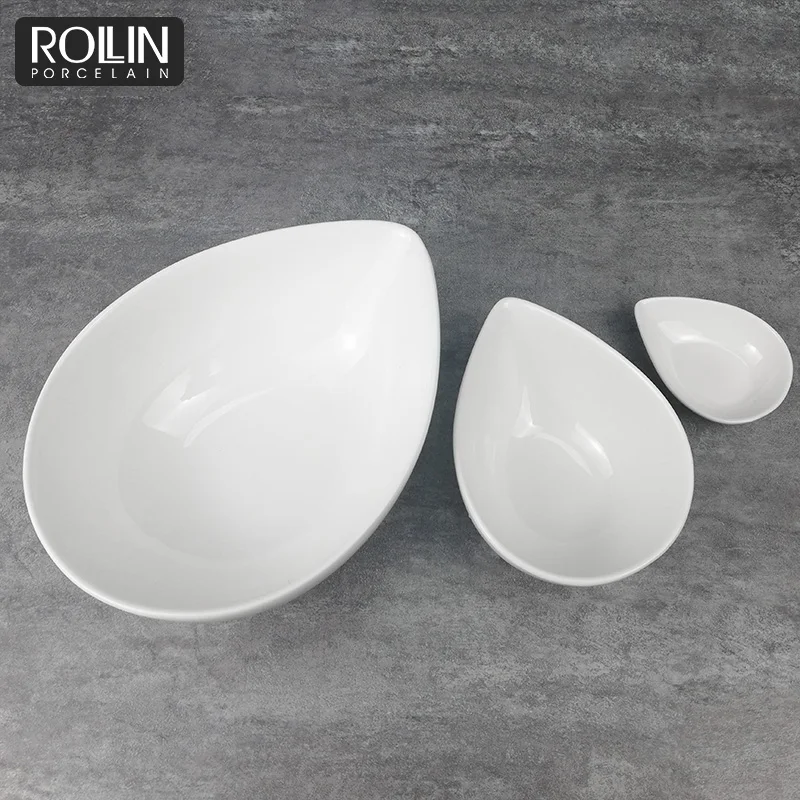 Оптовая продажа высокого качества специальной формы белый фарфор керамическая миска для лапши