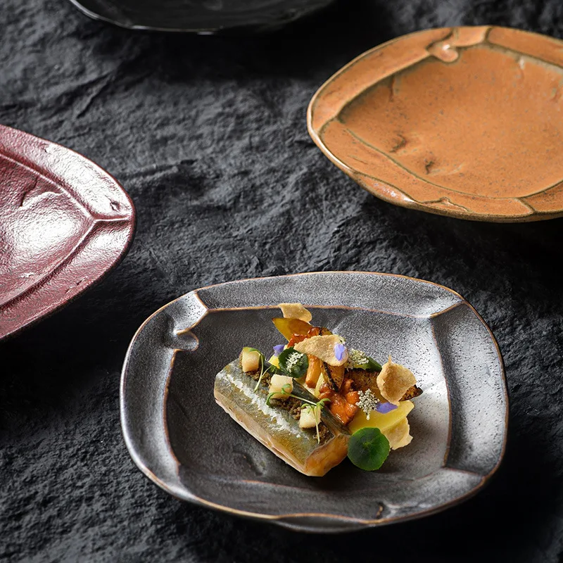 Необычные фарфоровые сервировочные тарелки Vajilla, креативный королевский ресторанный поднос бежевого и белого цвета с волнистым дизайном, поднос для суши, десерта, пасты