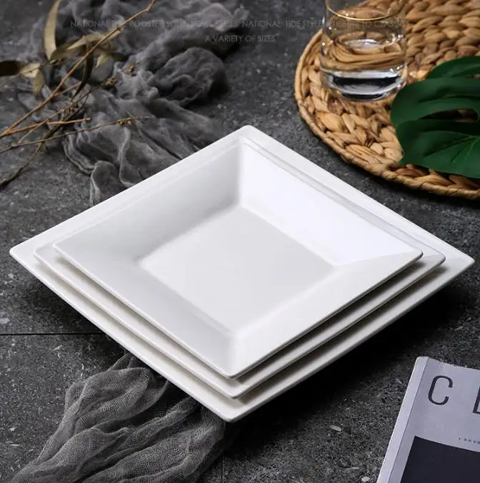 Modern Minimalist White Ceramic Plate Tableware for Home or Party Steak Pasta Dessert Dish Wholesale