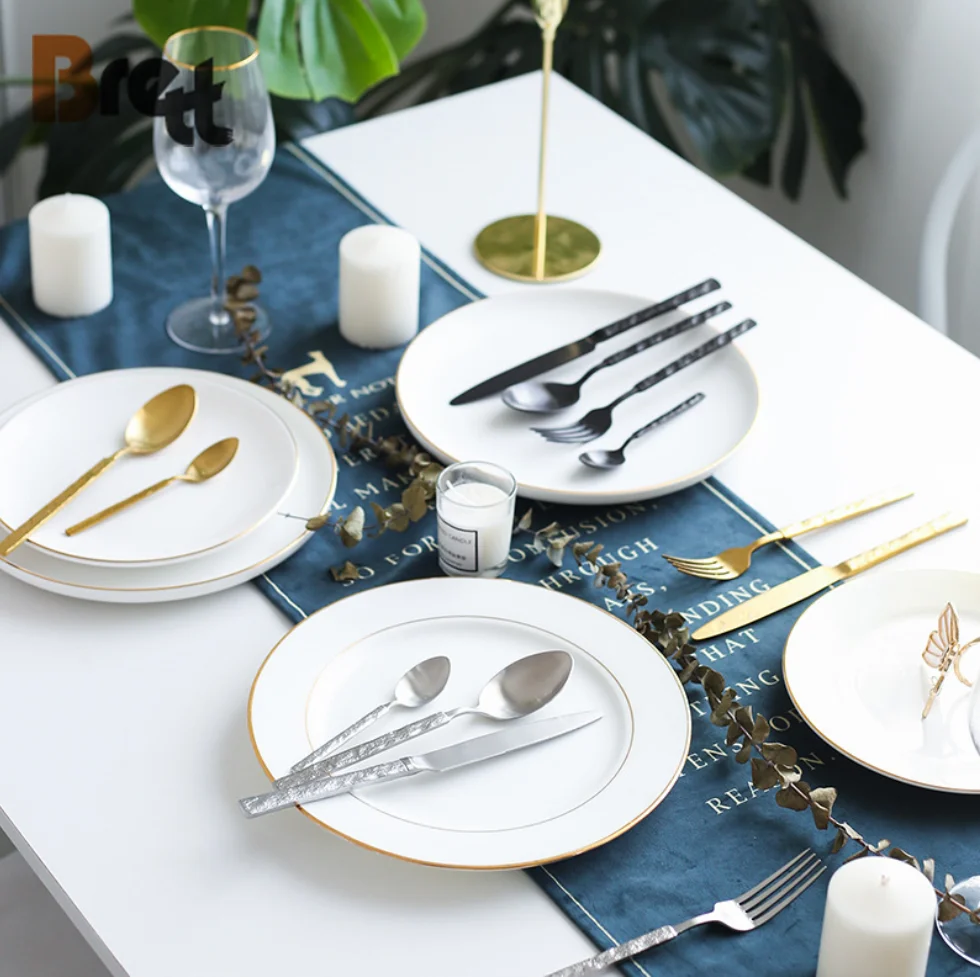 Новое поступление, набор столовых приборов из нержавеющей стали со специальной ручкой, позолоченный