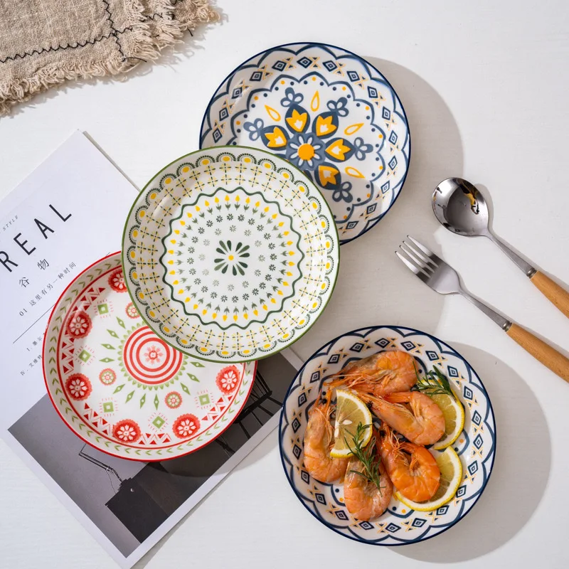 Factory Price Bohemian Ceramic Plates Home High Aesthetic Dishes New Styles to Choose From