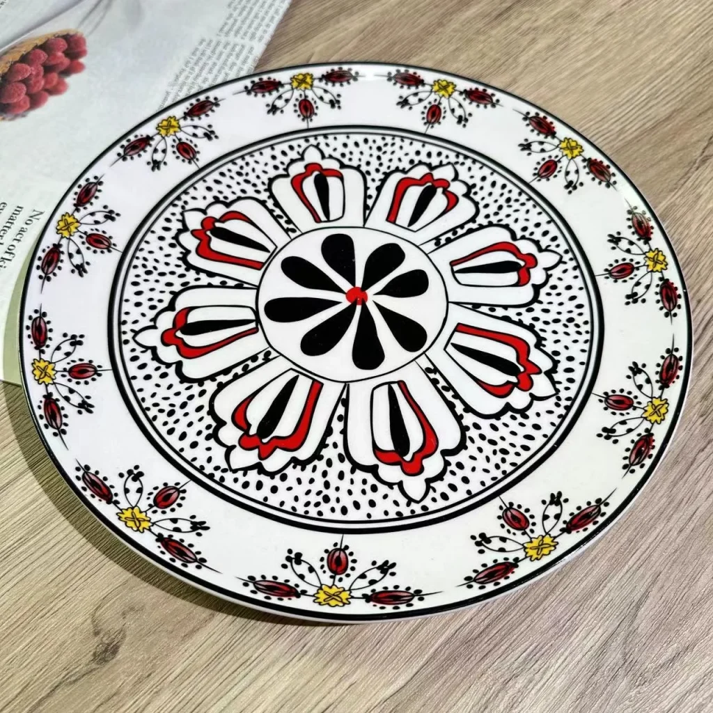 Оптовая продажа 10-дюймовая богемная керамическая тарелка креативная посуда для дома и ресторана двойного назначения для подачи еды