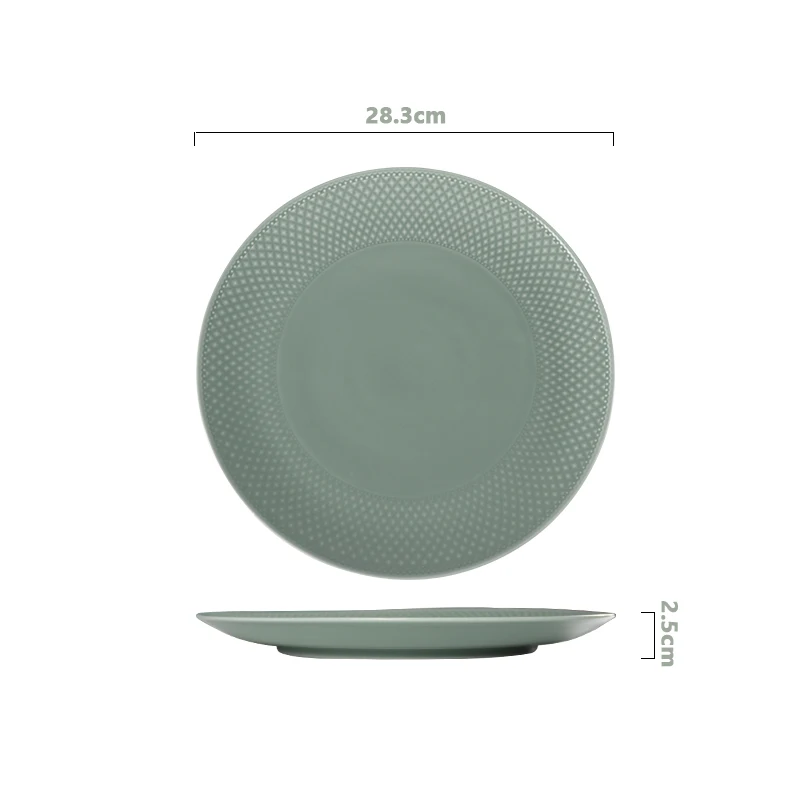 Новый дизайн обеденных тарелок для отеля, кафе, новая реактивная глазурь, индивидуальный логотип, фарфоровая керамическая зеленая тарелка, обеденный сервиз зеленого цвета