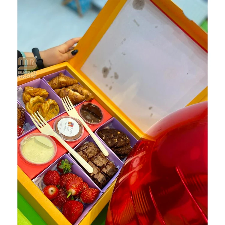 Изготовленная на заказ экологически чистая бумажная коробка для кейтеринга, еда на вынос, десертная тарелка, коробка для послеобеденного чая, фруктов, кондитерских изделий, упаковочная коробка для печенья, вставка