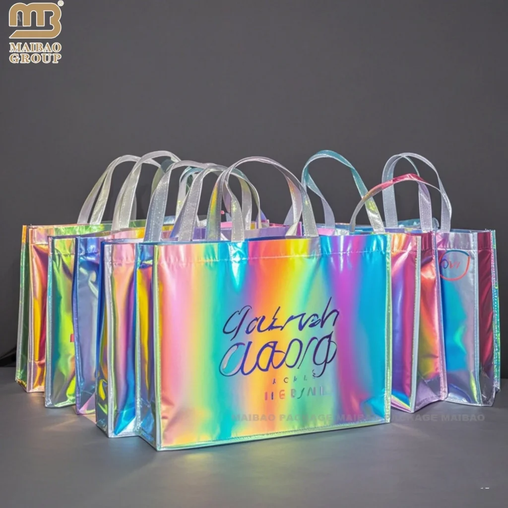 Эко-содружественные продуктовые магазины Нетканые сумки Тоте Многоразовые нетканые сумки Тоте с логотипом, напечатанным на заказ, Ламинированная сумка из нетканого материала