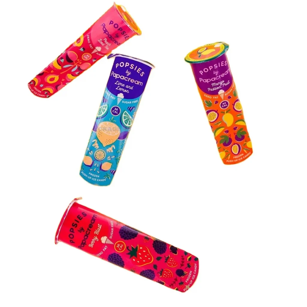 Фабрика Гуанчжоу Производитель пищевых продуктов Squeeze Push Up Одностенный холодильник, Бумага для мороженого Чашка для мороженого Calippo Tube