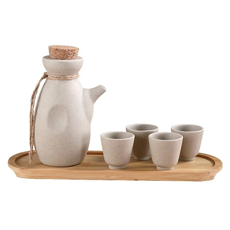 Factory Wholesale Flagon Japanese Style Ceramic Sake Set Ceramic Wine Cup Set