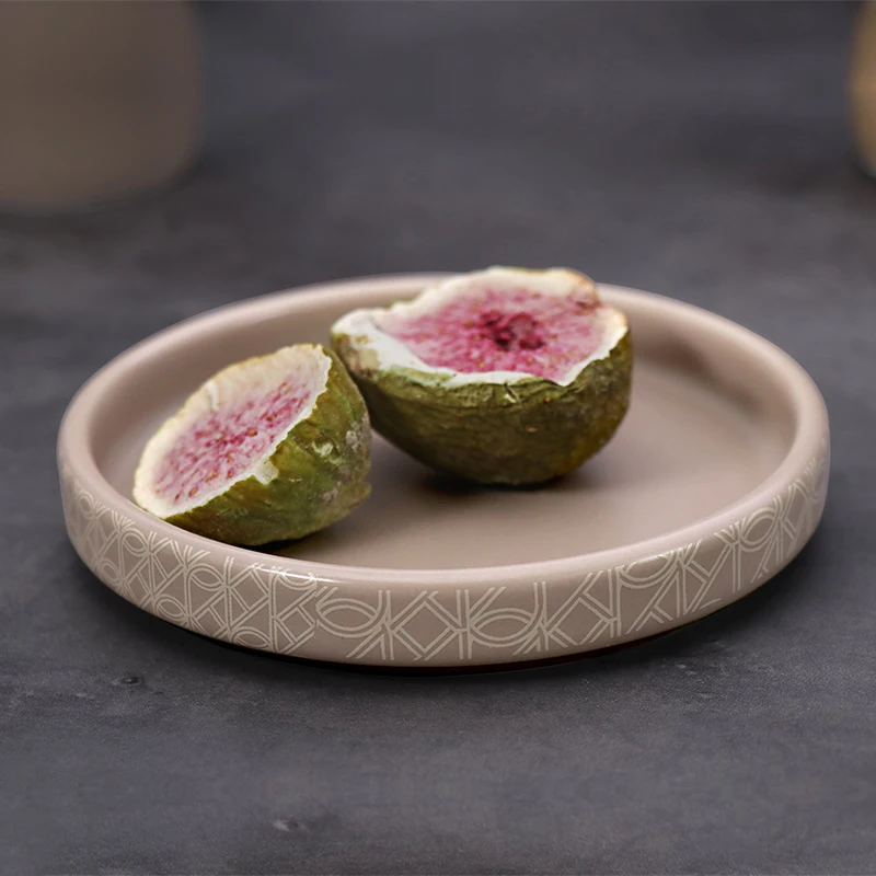 Оптовые обеденные тарелки, керамическая тарелка для кафе, хлебная тарелка бежевого цвета с принтом, керамические тарелки по индивидуальному заказу для ресторанов, отелей