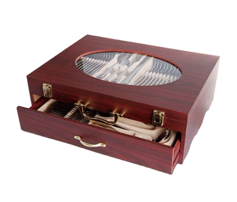 Hoffburg экологически чистый набор столовых приборов 86 шт. 72 шт. 84 шт. ложка-вилка одноразовая матовая ручка из нержавеющей стали лазерный деревянный футляр