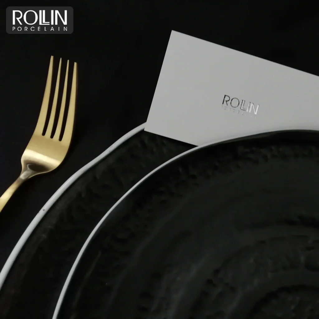 Оптовая продажа дорожной посуды Hotel Platos Para Restaurantes Керамический сервиз в западном стиле Черная фарфоровая посуда