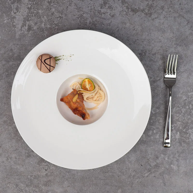 Белая фарфоровая керамическая миска для супа, керамическая тарелка для отеля, роскошная фарфоровая керамическая тарелка для отеля, тарелка для основного блюда в ресторане