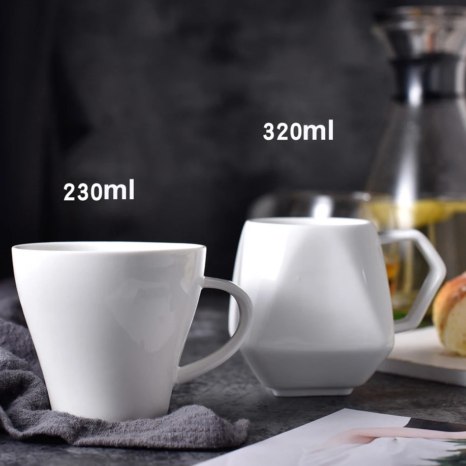 8oz Gift Ceramic Water Cup Custom Logo Irregular Angular Ice Coffee Milk Tea Mug Coffee Cup