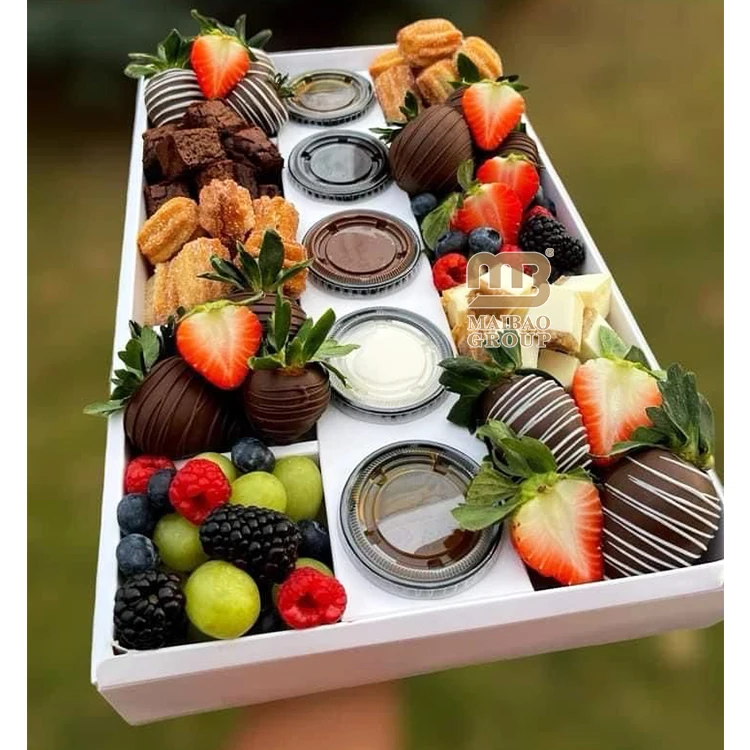 Одноразовые коробки для фруктов и сладкого шоколада на вынос, разделители для витрины выпечки, гофрированные коробки для печенья для упаковки продуктов питания