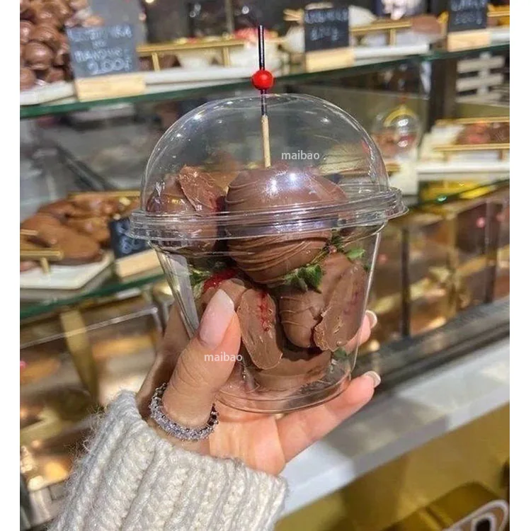 Упаковка для йогурта с индивидуальным логотипом, пластиковые чашки для парфе с клубникой, одноразовые пластиковые стаканчики для смузи, пластиковая чашка для десерта на 200 мл с крышкой