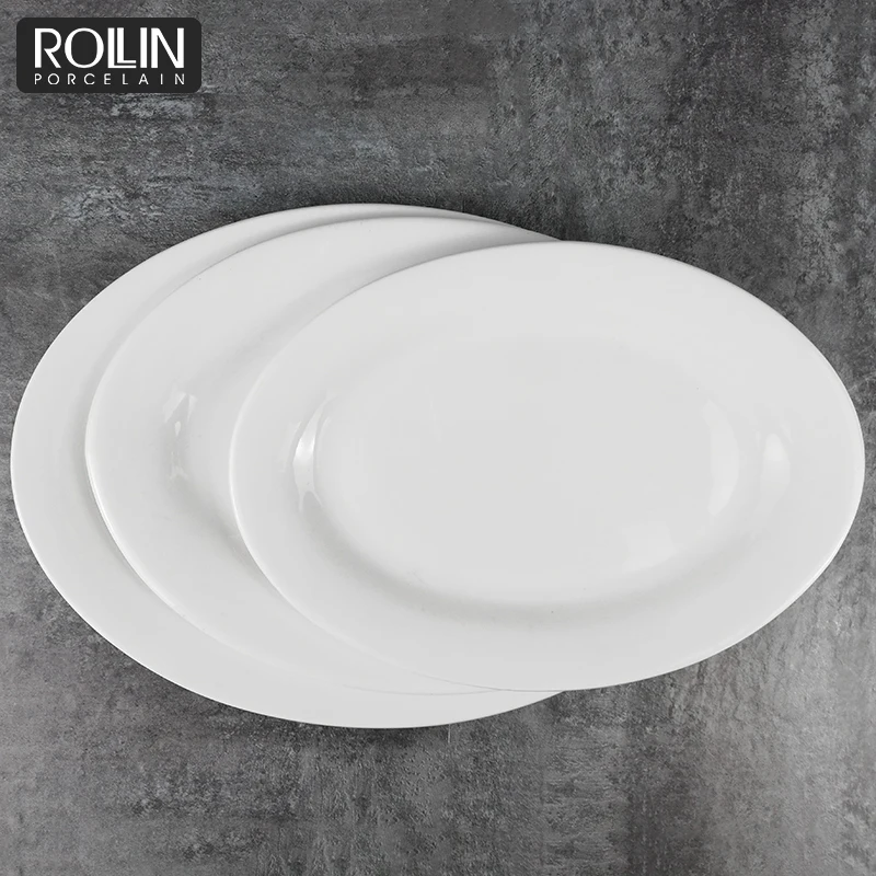 Высокое качество общественного питания популярный дизайн керамическая тарелка для шведского стола фарфоровая овальная тарелка с рыбой для общественного питания