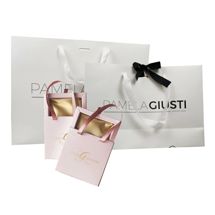 Белый Черный 300gsm Бутик Ювелирных Изделий Свадебная Упаковка Одежда Сумка Для Покупок Роскошный Бренд Подарочные Ювелирные Изделия Бумажный Мешок С Логотипом