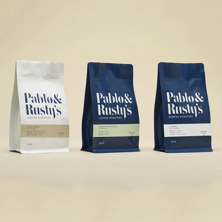 Бесплатный образец 250 г 500 г Пакеты для кофе с плоским дном и клапаном Биоразлагаемая молния Упаковка для кофе Матовый черный пакет для кофе