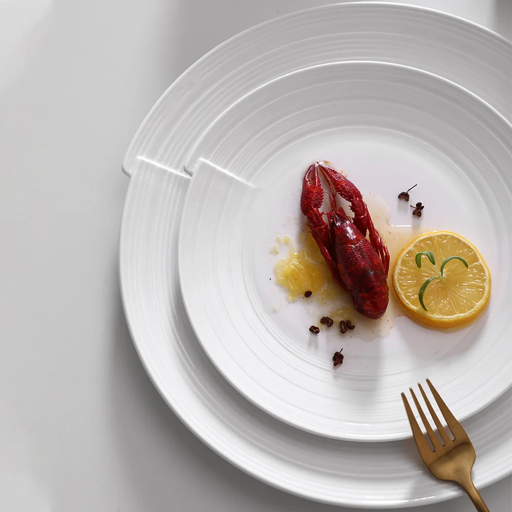 Поставщики общественного питания для отелей и ресторанов Белая тарелка для шведского стола Китай Фарфоровые тарелки для закусок Керамические тарелки для общественного питания для отелей