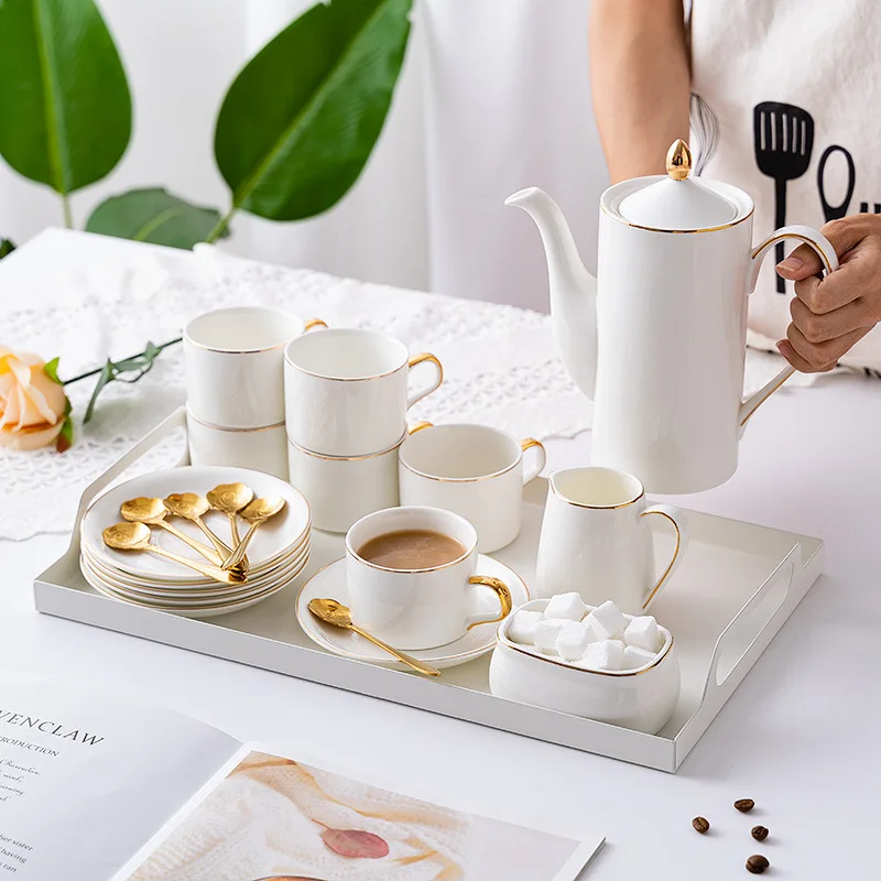 European Nordic Style Cup and Saucer Style Luxury Home Coffee Ceramic Mug Set of 6 Gift Box Set