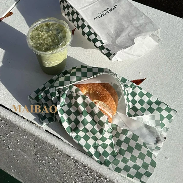 Оптовая продажа упаковочной бумаги на заказ для картофеля фри, гамбургера, сэндвича, жареной курицы, оберточная бумага для упаковки хлеба, оберточная бумага для еды