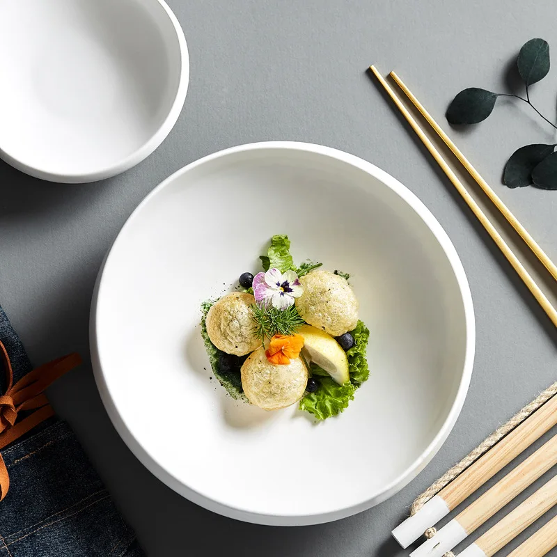 Luxury Creative White Ceramic Dinnerware Set Small Salad Breakfast Restaurant Useplates Luxury Lotus Stoneware Clay Plates