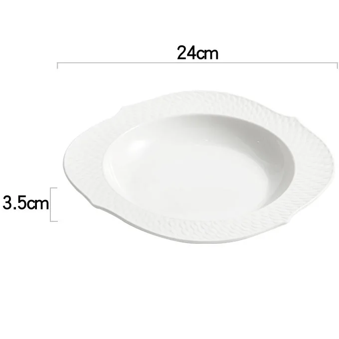 High-Grade Custom White Ceramic Dinner Plates Eco-Friendly Sustainable Home Soup Bowls for Porcelain Cutlery Party Rice Food