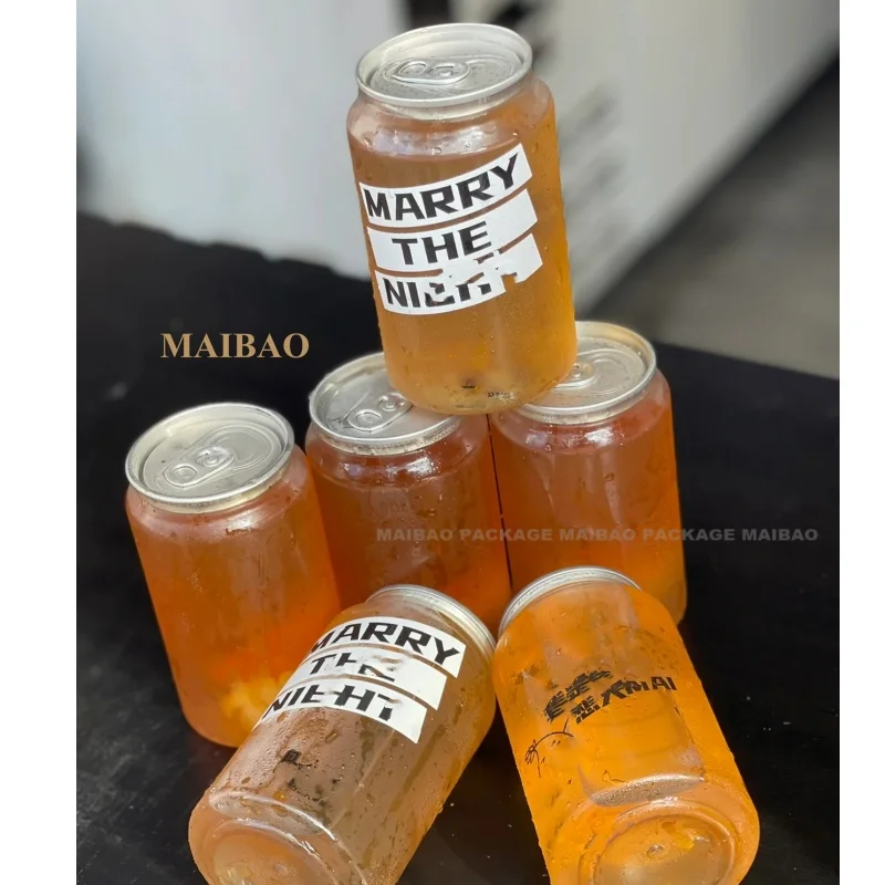 Пластиковая бутылка для домашних животных, легко открытая банка для сока, 250 мл, 330 мл, 500 мл, банки для напитков, банка для газировки для домашних животных, банка с крышкой