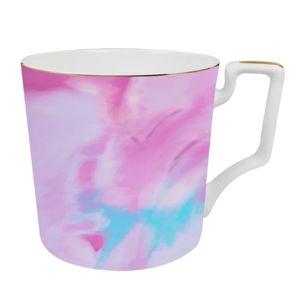 Оптовая продажа, розовый дизайн, 24 шт., тонкие костяные фарфоровые свадебные тарелки, керамический набор посуды с золотой оправой