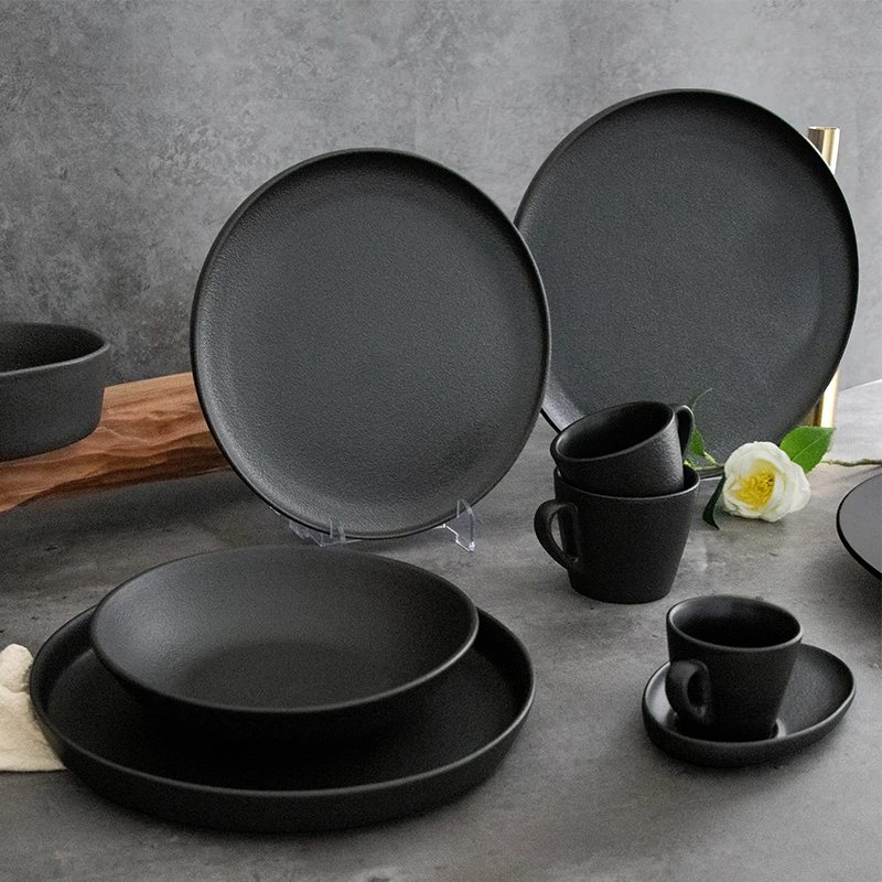Новый дизайн, нерегулярный овальный чайный сервиз, кофейный сервиз, черный матовый скандинавский керамический чайный сервиз