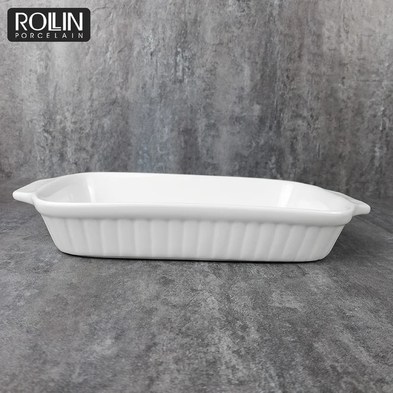 Новые поступления, фарфоровая форма для выпечки, прямоугольная керамическая форма для выпечки с ручками