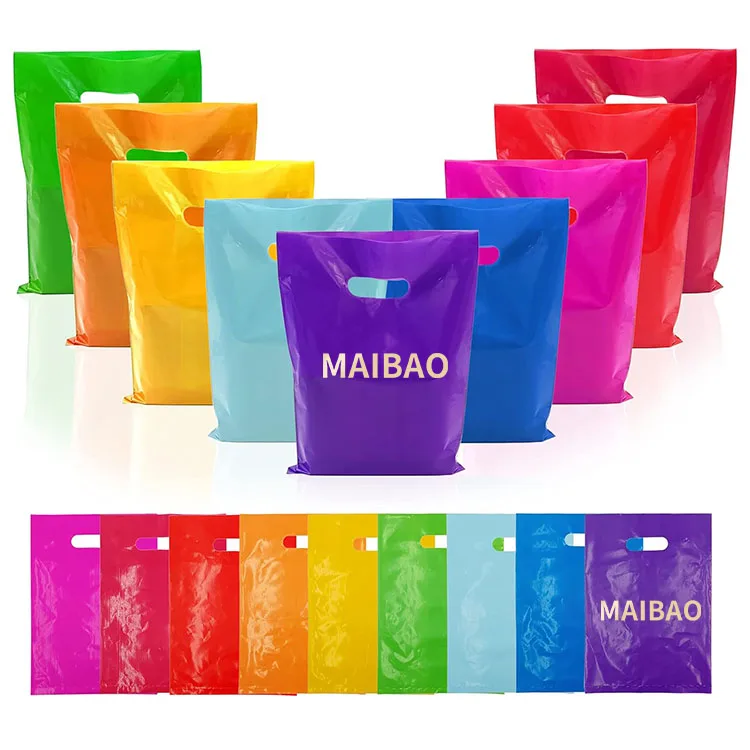 Изготовленный на заказ синий пластиковый пакет с логотипом для одежды, высеченная ручка, экологически чистые сумки для покупок, пластиковая сумка для подарочной упаковки «Спасибо»