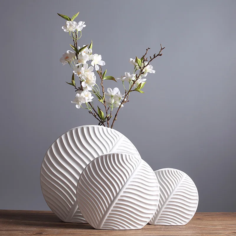 Nordic Ceramic Vase Handmade Dry Flowers Pot Arts Decoration for Living Room Office Home Table